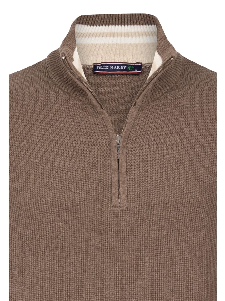 Felix Hardy Stehkragen Halber Reißverschluss Pullover in braun günstig kaufen