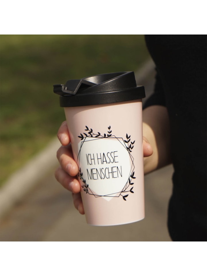 Geda Labels Coffee to go Becher Ich hasse Menschen in Rosa - 400 ml günstig kaufen onesize