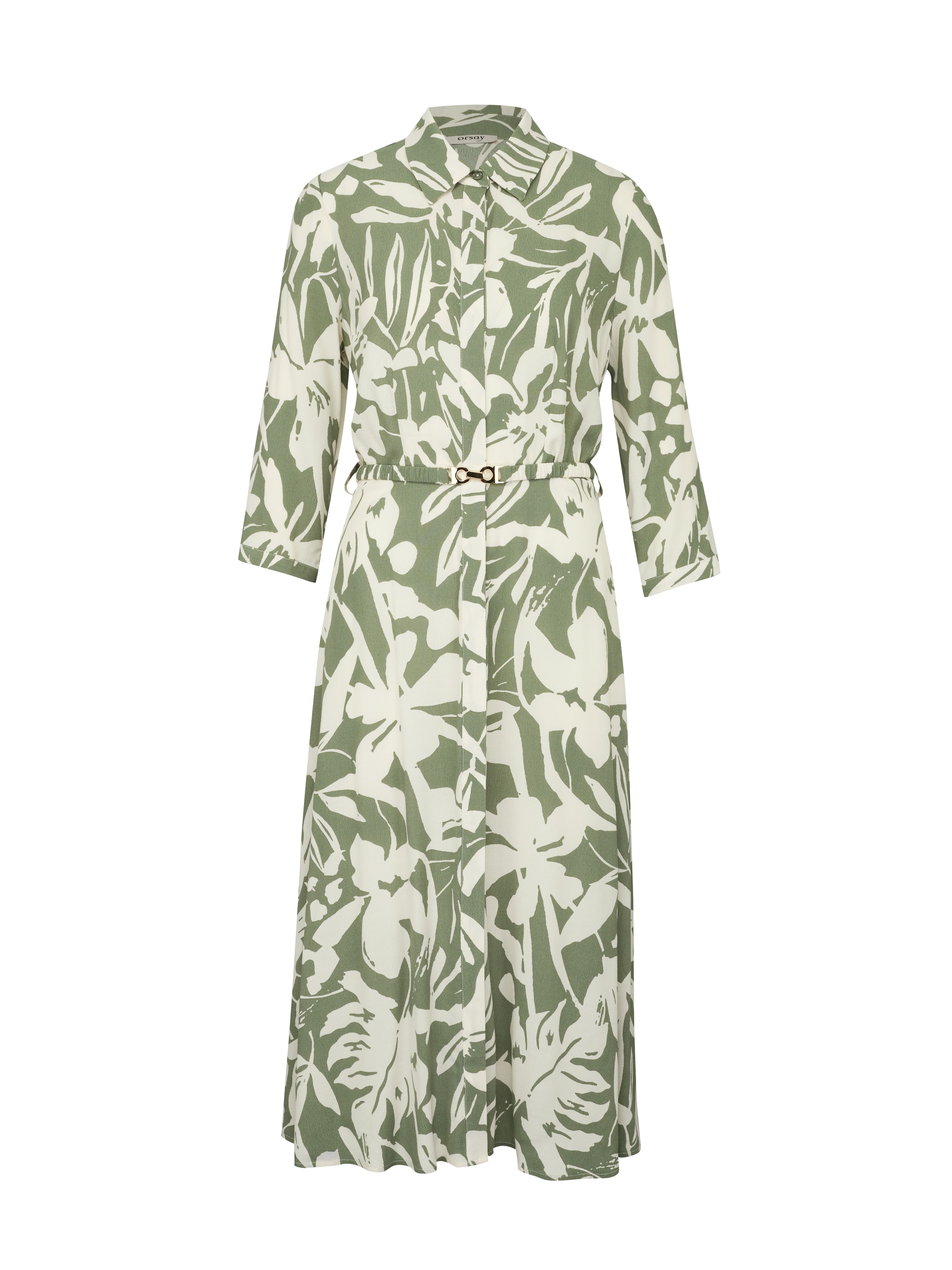 Khakifarbenes Damen-Hemd-Midikleid ORSAY