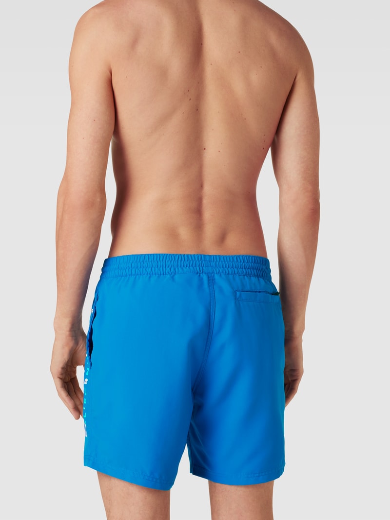 Badehose mit Label-Print Modell 'Original Cali' in royalblau