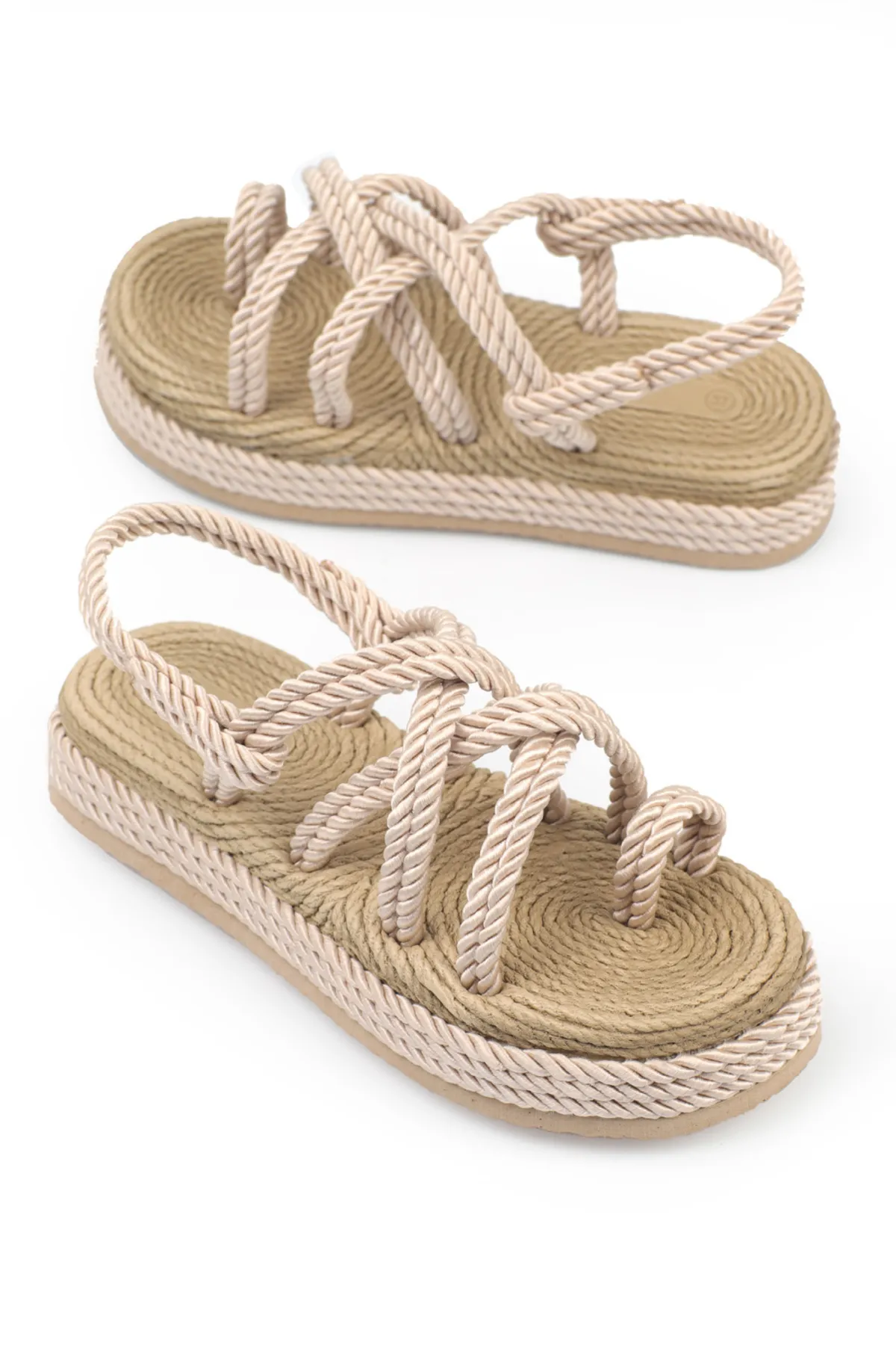 Capone Outfitters  Damen-Sandalen mit Keilabsatz und Schnürung