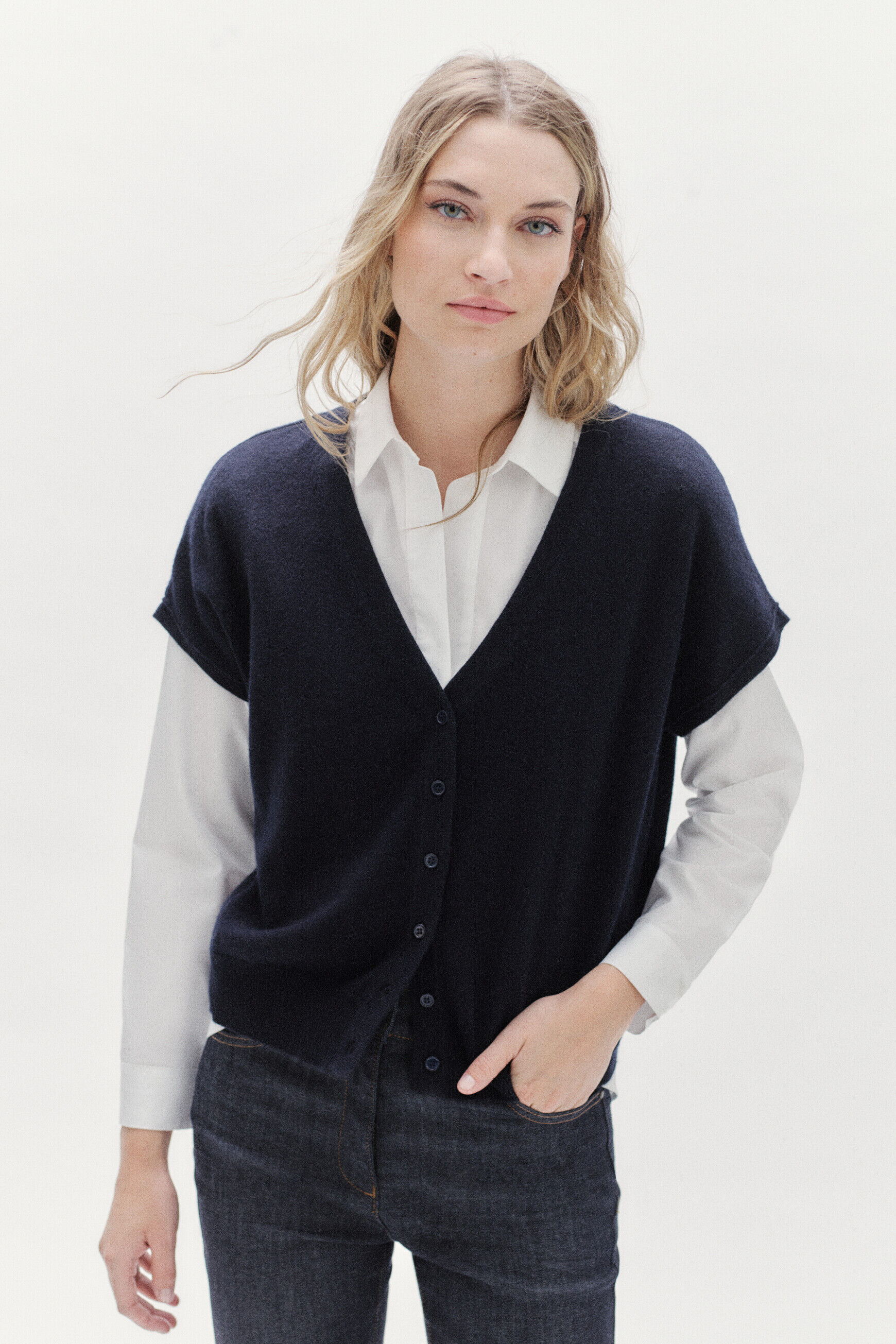 gilet lexie bleu marine femme