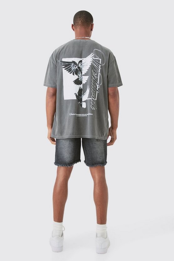 Oversize Worldwide T-Shirt mit Print