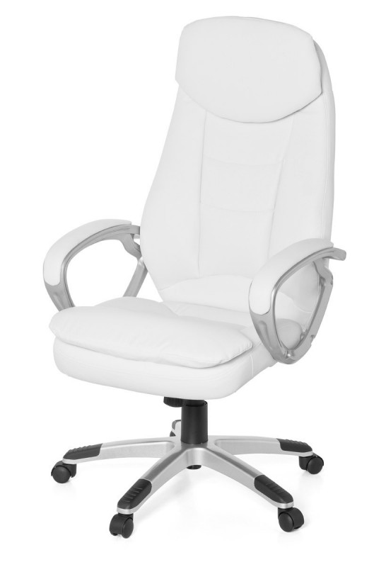 Amstyle Bürostuhl Cosenza Leder Optik creme Schreibtischstuhl Chefsessel Drehstuhl mit XXL Polsterung