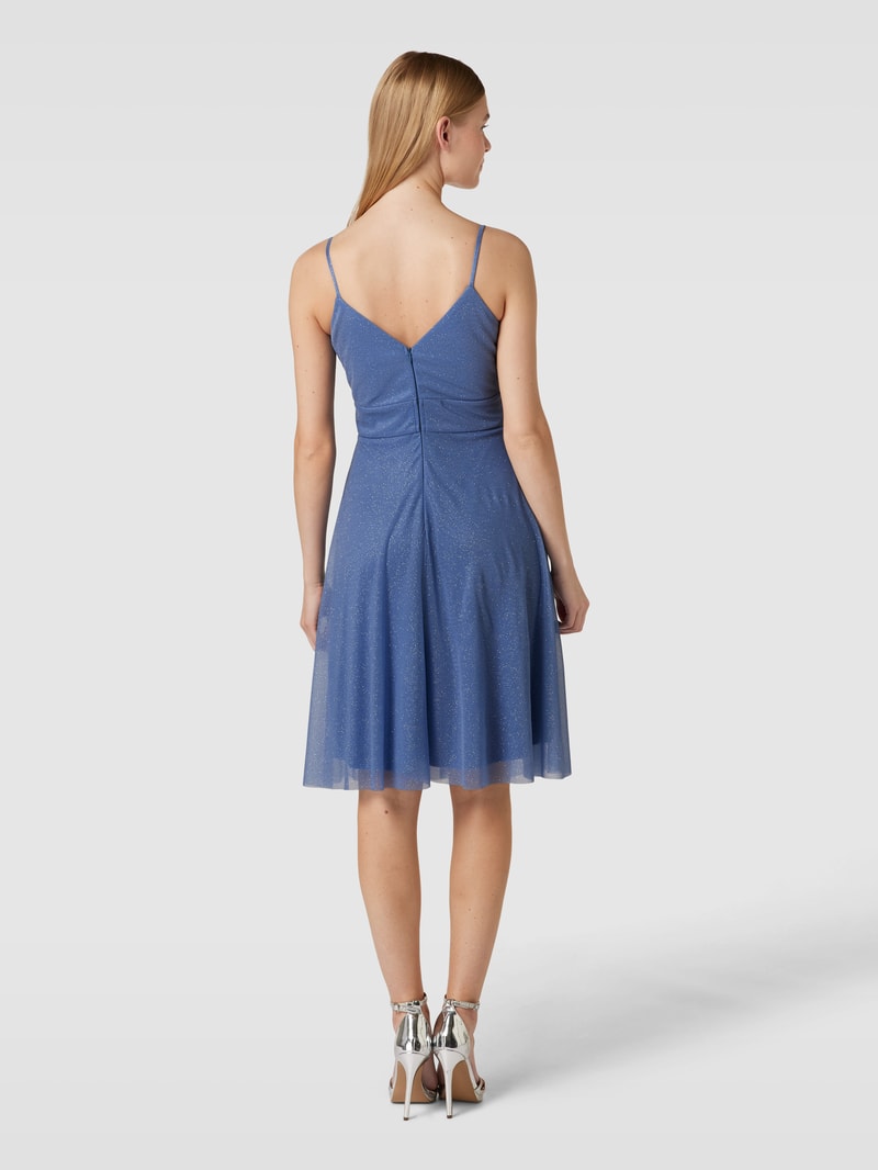 Cocktailkleid mit Spaghettiträgern in rauchblau