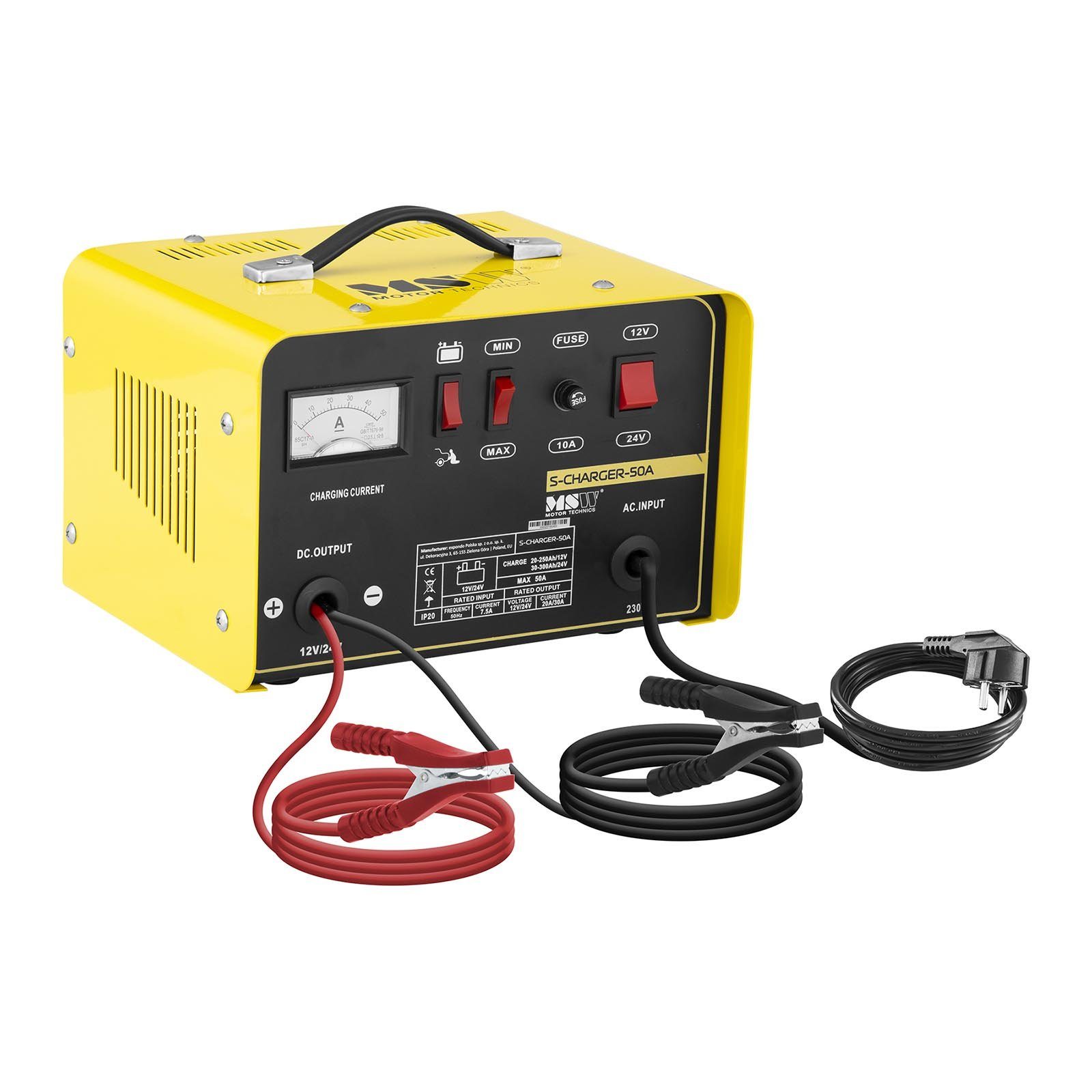 MSW Autobatterie Ladegerät 12V Kfz Pkw Ladegerät Batterie Starthilfe 12 24 Autobatterie-Ladegerät