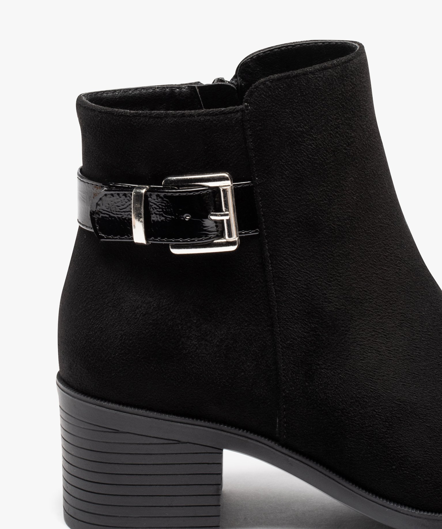 Boots femme à talon carré avec zip et bride décorative noir | GEMO