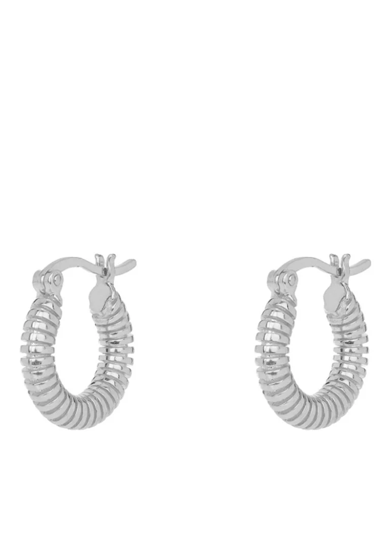 Anna + Nina Small Spiral silver hoop earrings