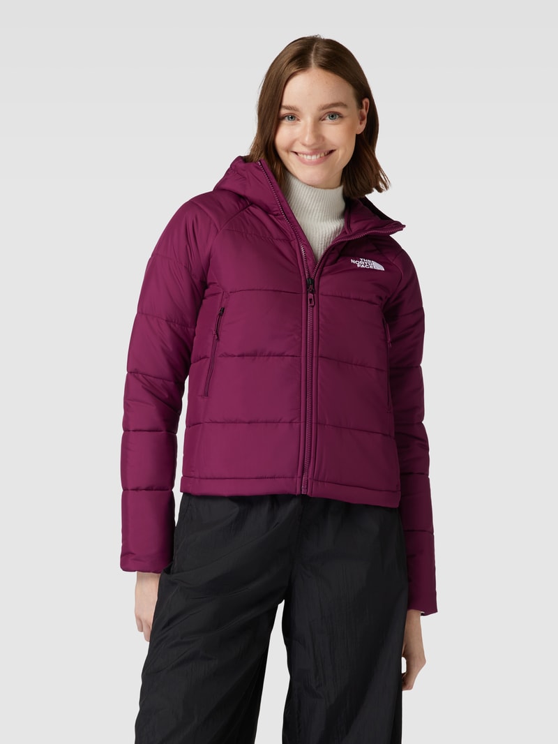 Steppjacke mit Kapuze und Reißverschluss in bordeaux rot