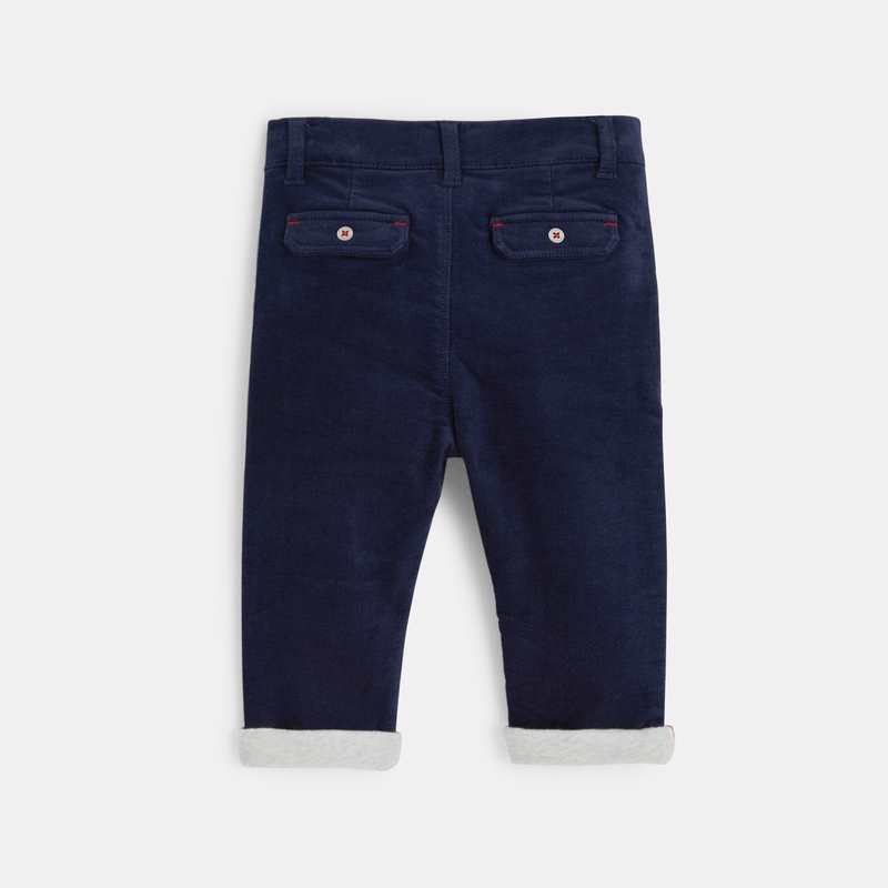 Pantalon velours fantaisie à revers bleu bébé garçon
