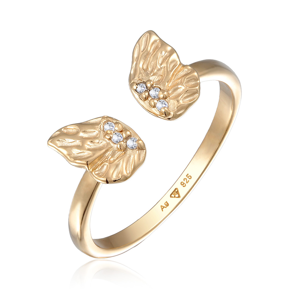 Elli Elli Bague Femmes Ouvert ailes de papillon avec zircon en argent sterling 925 pla Bague