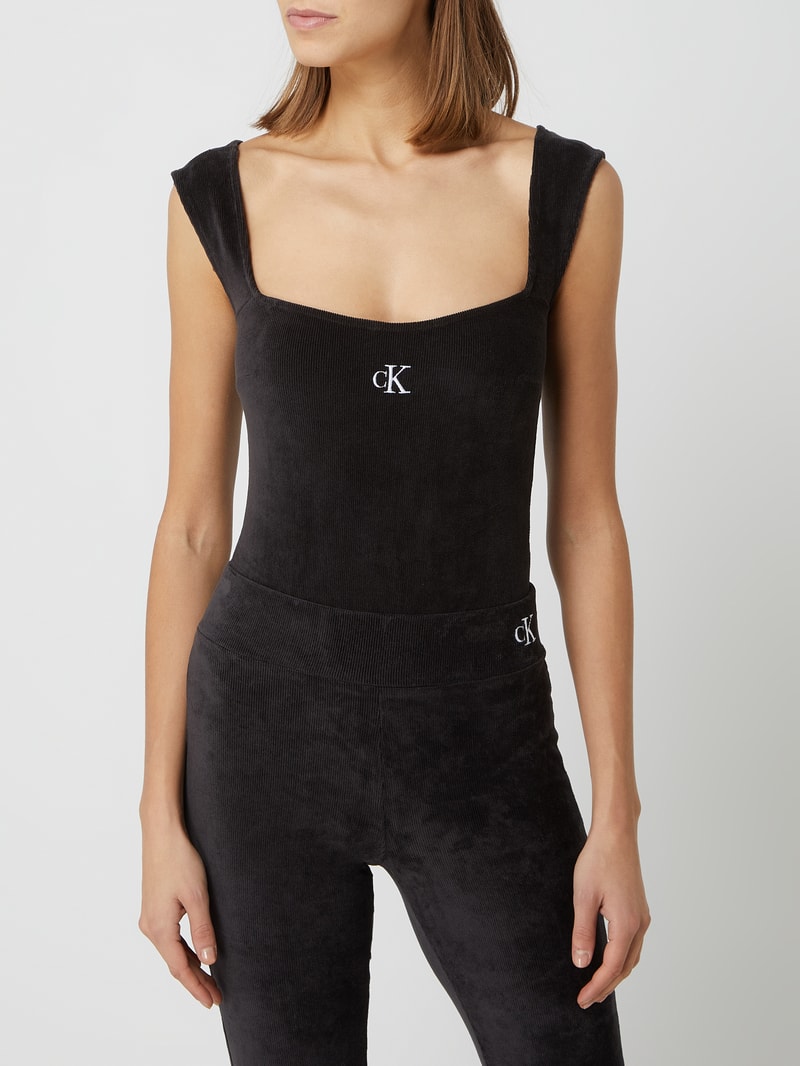 Body aus Cord in schwarz
