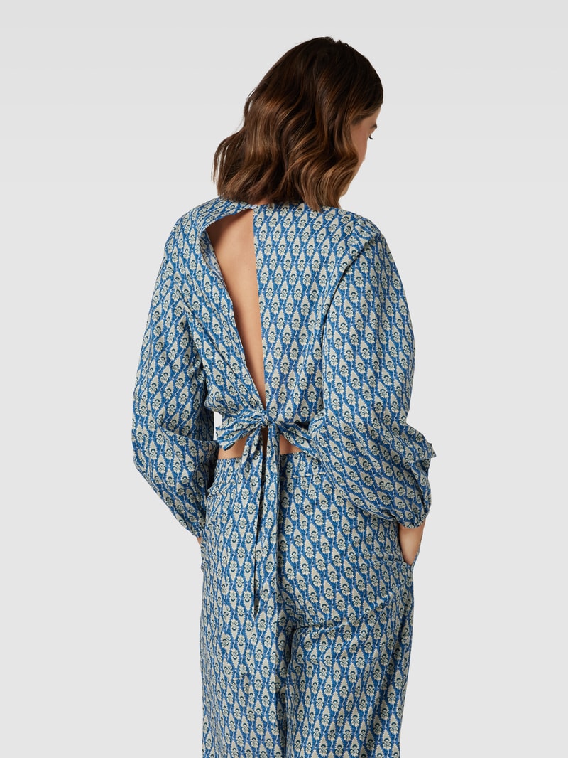 Blusenshirt aus Baumwolle mit Allover-Muster in jeans