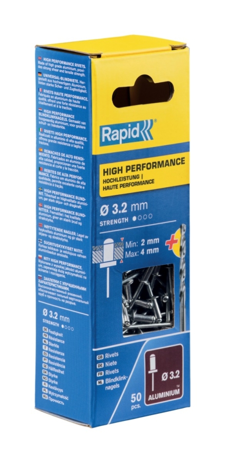 Rapid 5000383 Presilhas cegas de alto desempenho Ø3,2 x 8 mm 50 unidades