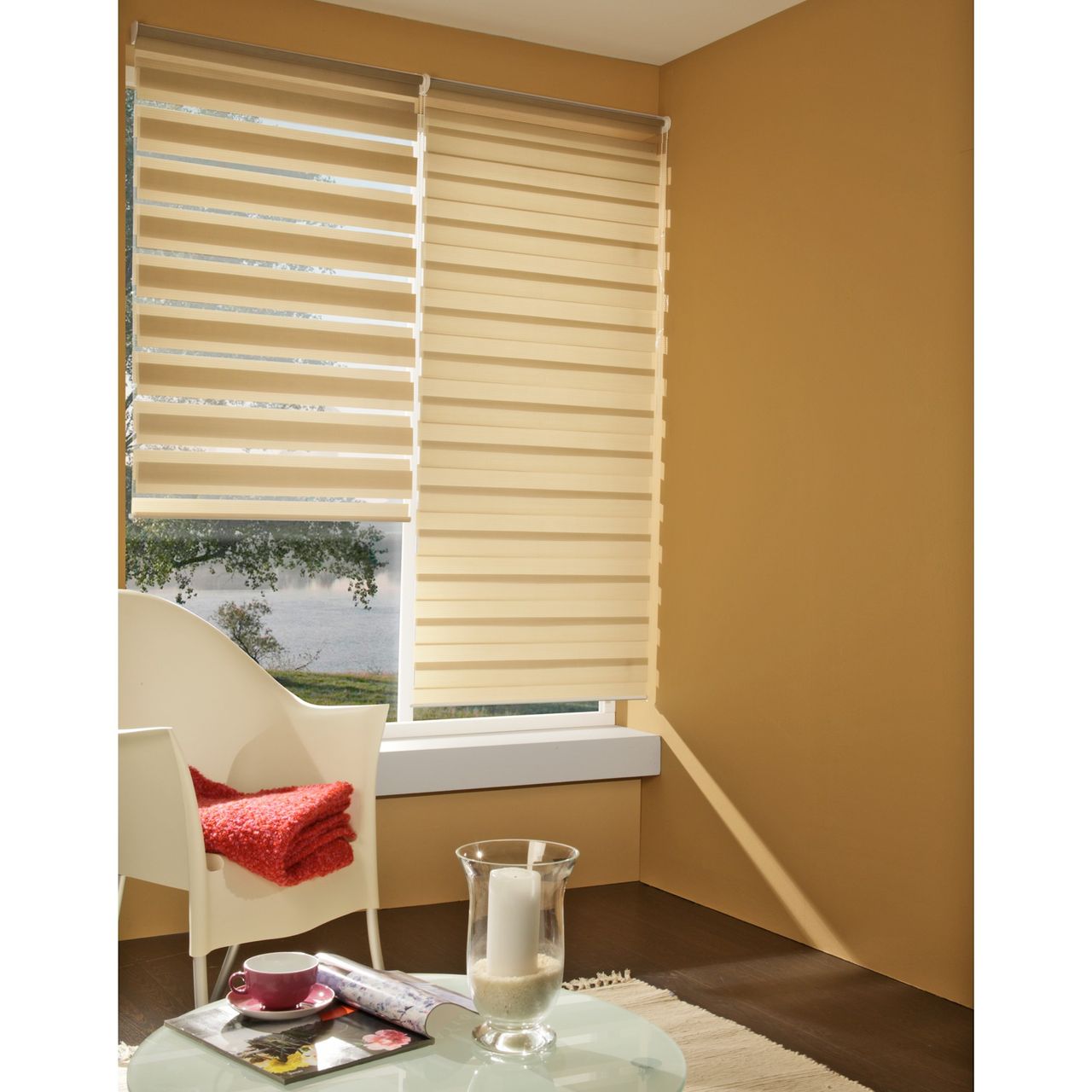 Bella Casa DUO-Rollo Doppelrollo, apricot, 160 x 80 cm
