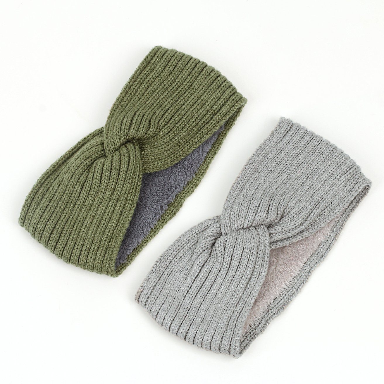 HOHEA H Haarband Gestricktes Stirnband mit Plüschfutter für den Herbst, Sport-Stirnband, 1-tlg., Gestricktes Stirnband für Mädchen, Ohrenwärmer, weich, Winter-Stirnbänder für Damen, grüne Stirnbänder, verschiedene Farben