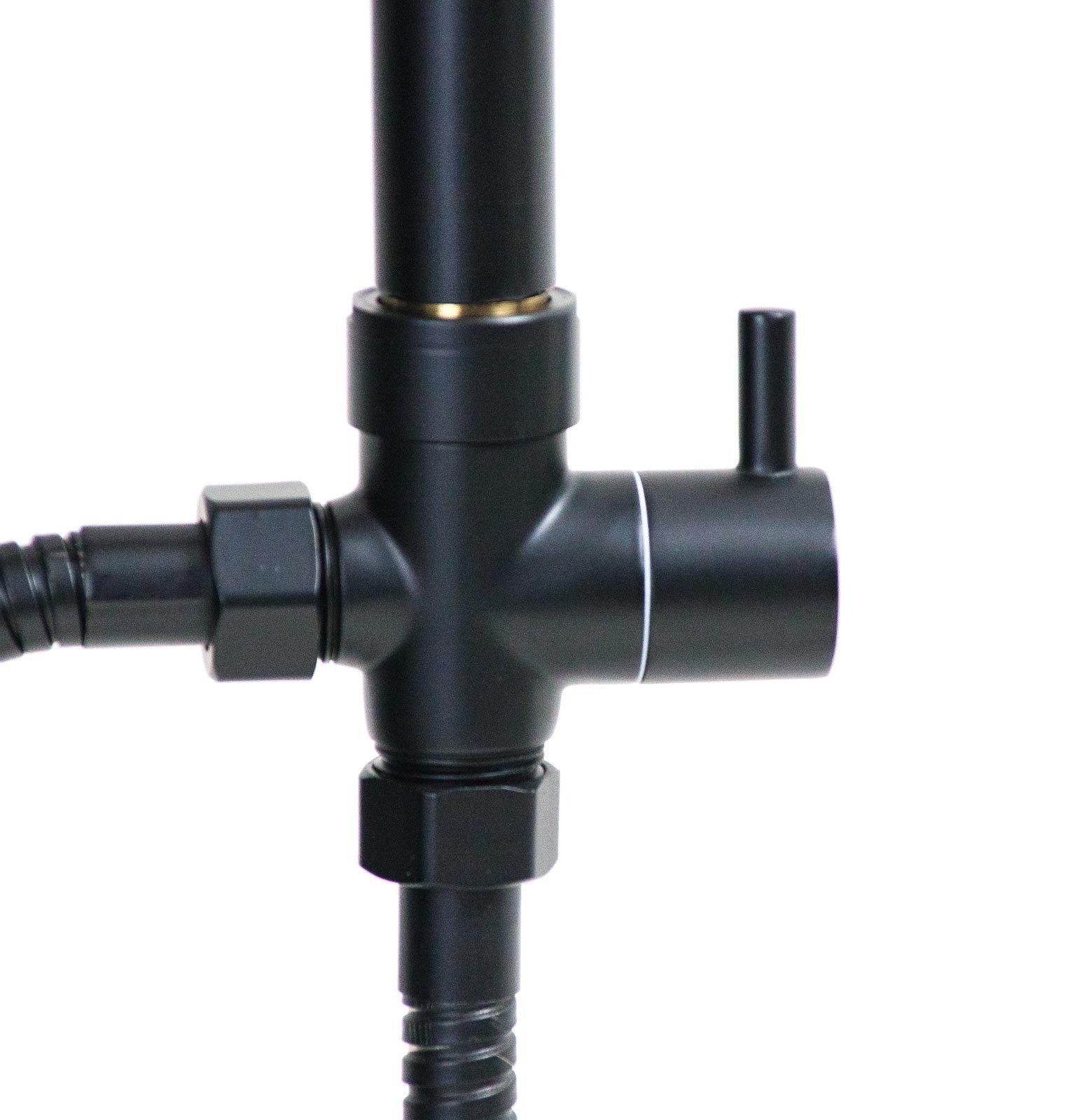 Grafner Duschsystem Grafner® Duschgarnitur mit Regenschauerduschkopf und Handbrause, 1 Strahlart(en), schwarz, Antikalk-Softdüsen