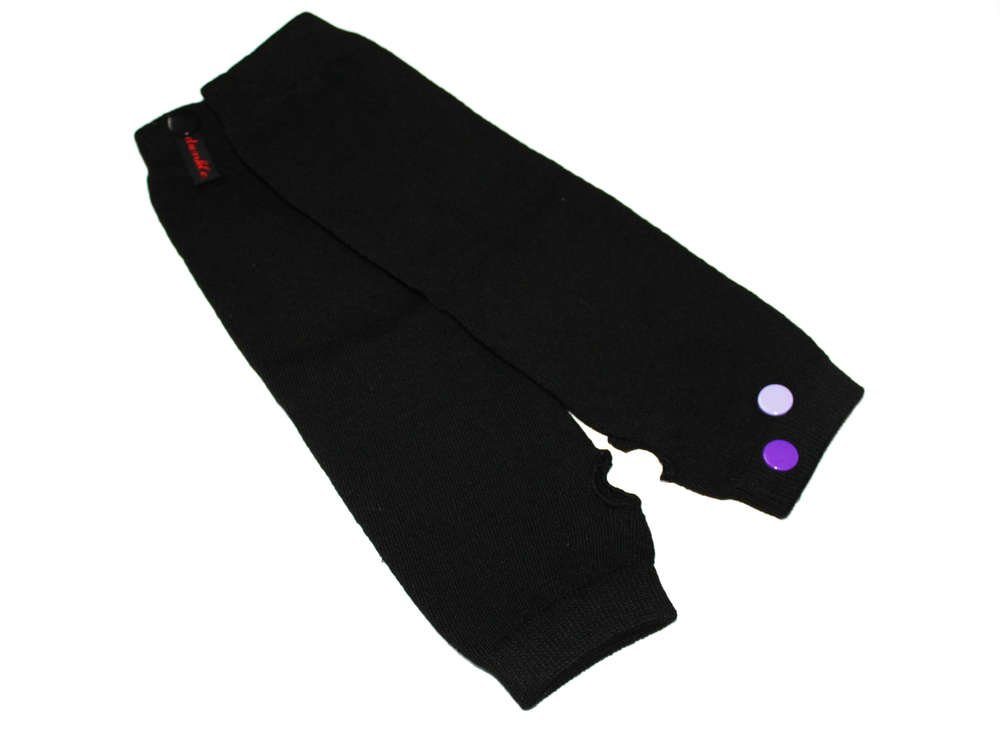 dunkle design Armstulpen Fingerlose Strick Stulpen Handschuhe Schwarz 2 Nieten Lila