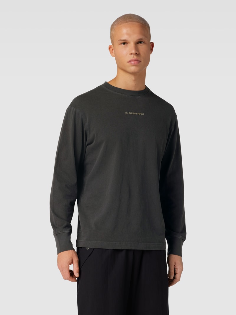 Sweatshirt in unifarbenem Design mit Label-Print in schwarz