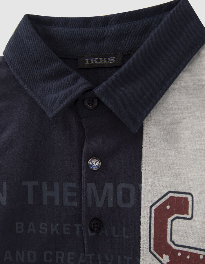 Polo marine, gris, bordeaux esprit rugby garçon