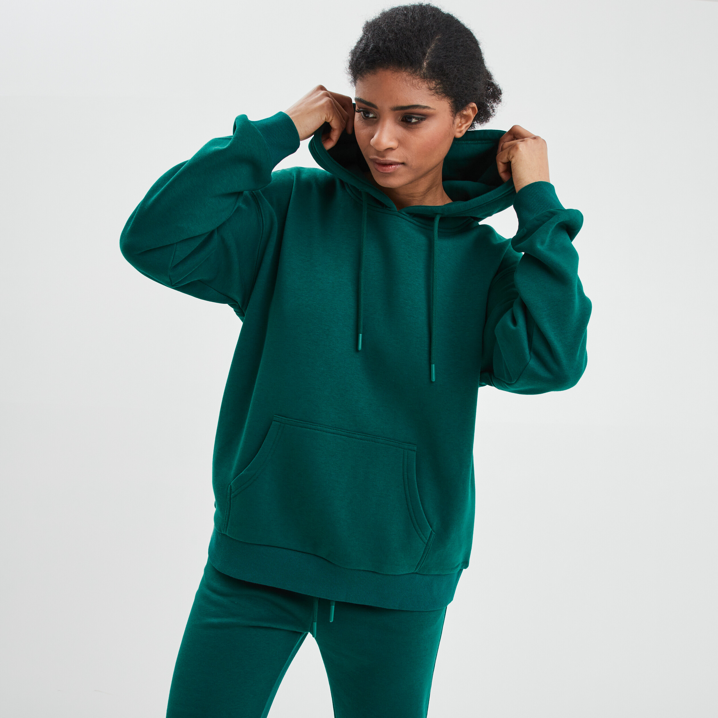 Sweat molleton à capuche hoodie vert émeraude femme | La Halle