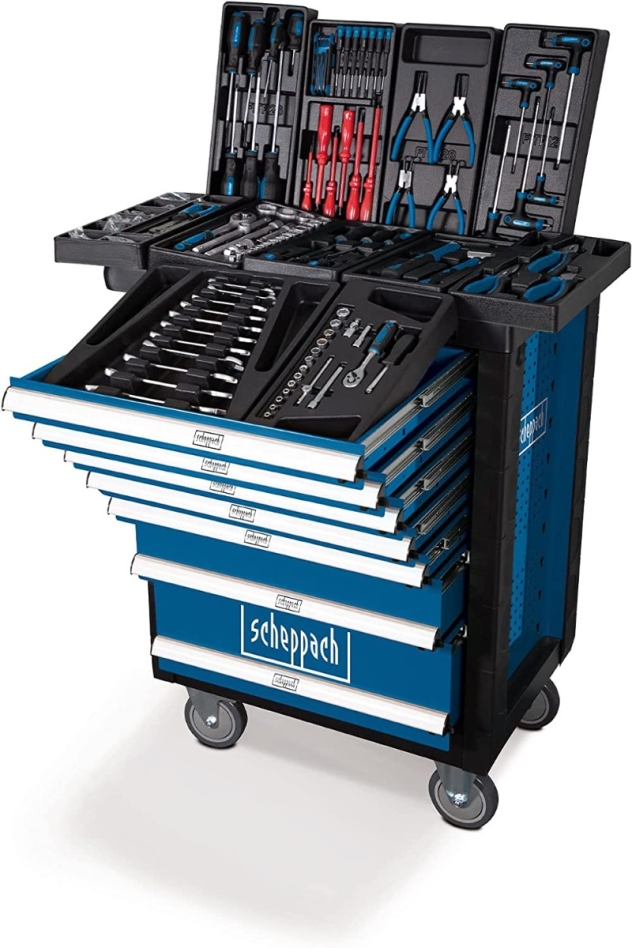 Scheppach 5909304900 TW1000 Carrello portautensili completo da 263 pezzi