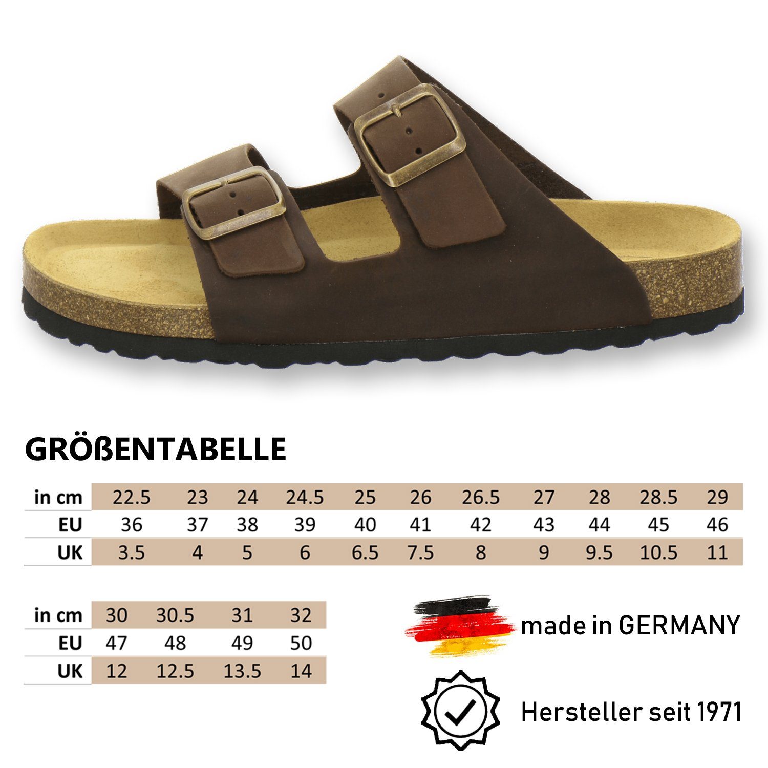 AFS-Schuhe 3100 Pantolette für Herren aus Leder mit Fußbett, Made in Germany