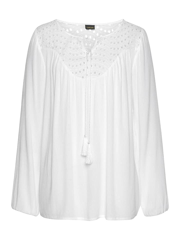 LASCANA Crepebluse in weiß günstig kaufen 44