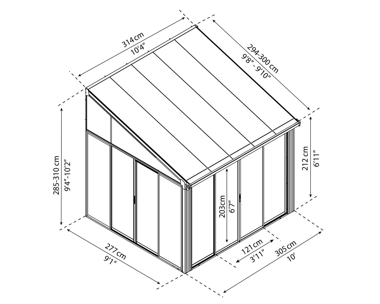 Canopia by Palram SANREMO Wintergarten 3X3.05 Grau Klar