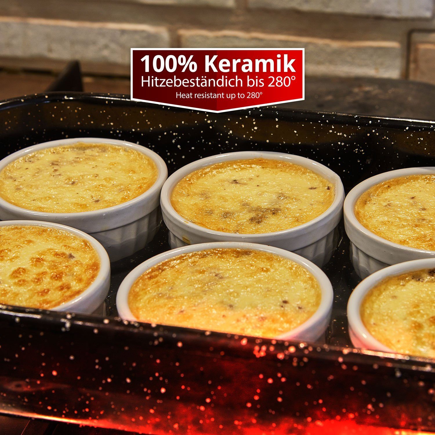 Dimono Dessertschale Creme Brulee Souflee-Förmchen, Keramik, (Schälchen mit 170 ml, 8-tlg), Schalen