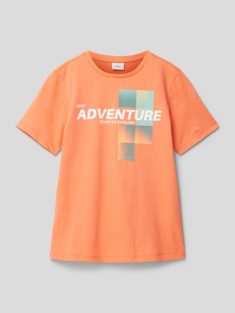 T-Shirt mit Statement-Print in orange