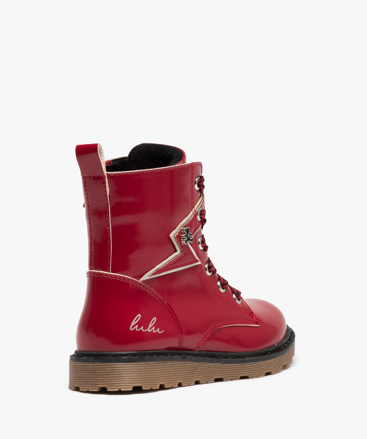 Boots fille vernies style rock à semelle crantée - LuluCas... rouge | GEMO