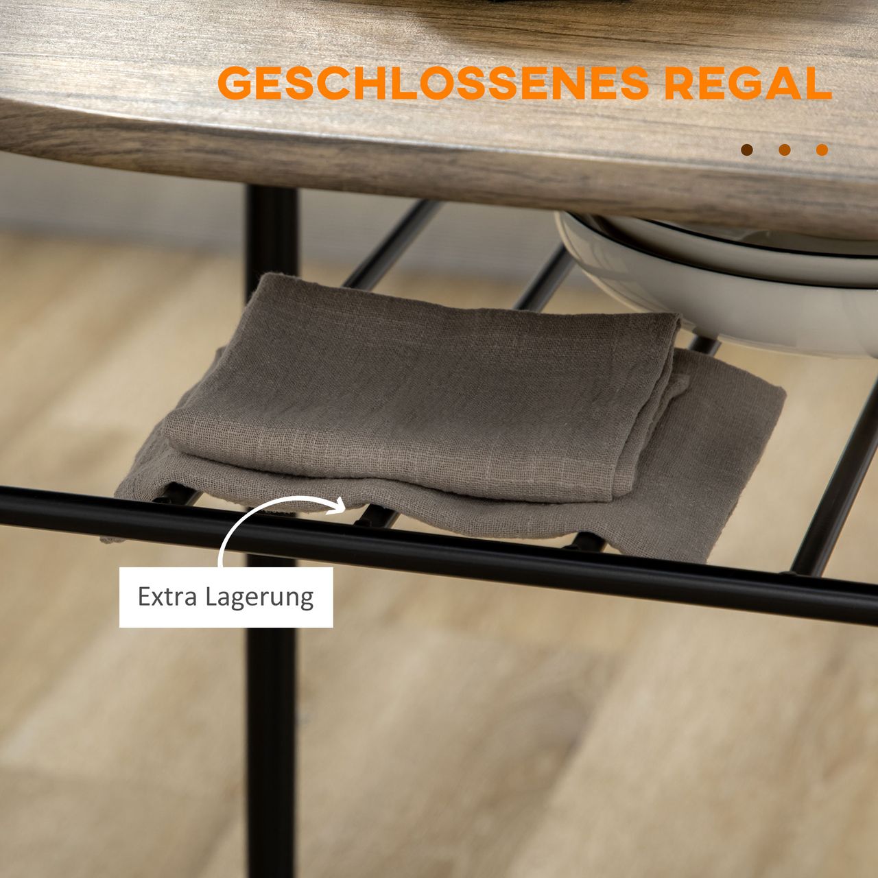 HOMCOM Essgruppe, Esstisch mit 2 Stühlen, Küchentisch mit Ablagefach, Schwarz