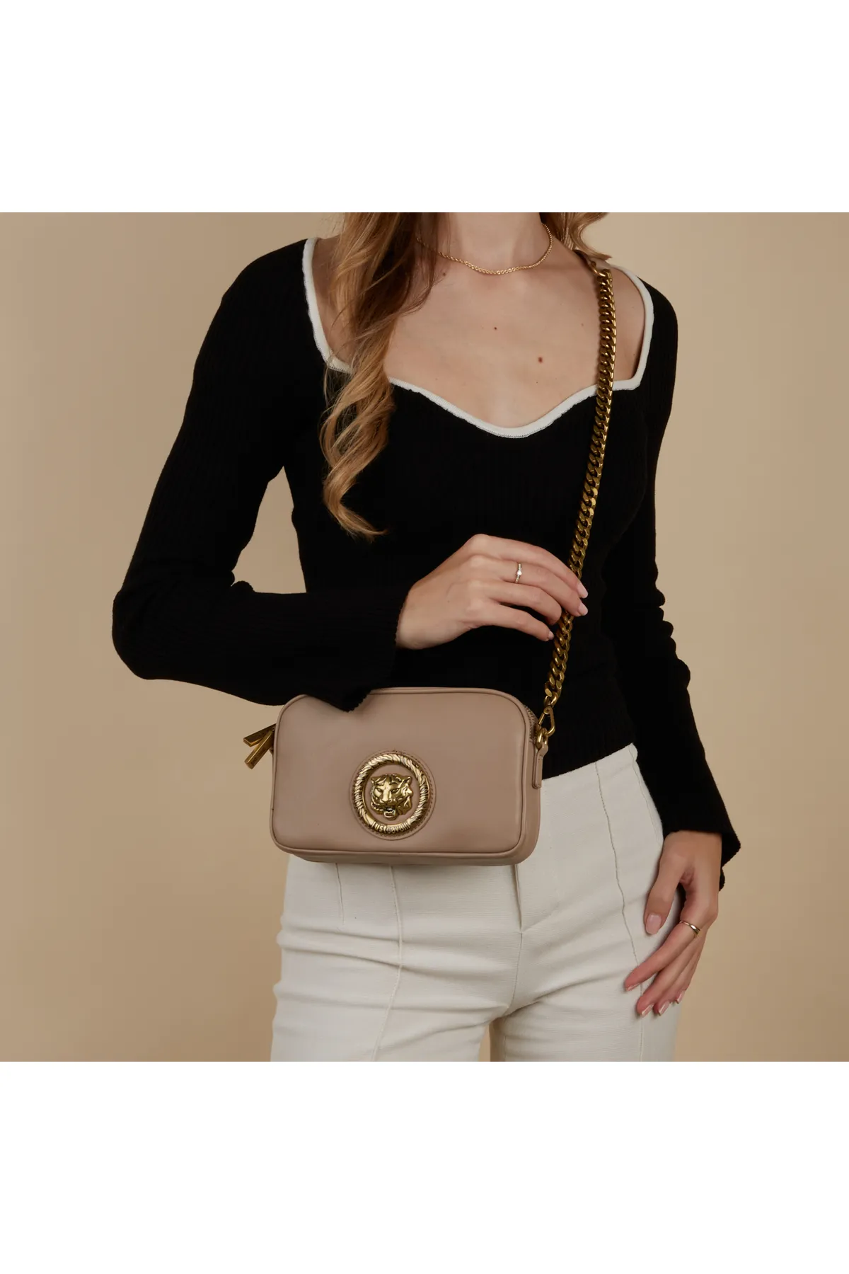 Just Cavalli  Icon Damen Umhängetasche Taupe 75ra4ba7-zs796-770