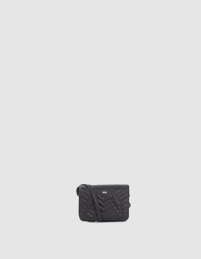 Sac à main noir matelassé chevrons et éclairs fille