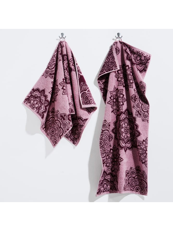 Erwin Müller Frottier, Jacquard Handtuch 4er-Pack Bühl in altrosa/beere günstig kaufen 50 x 100 cm