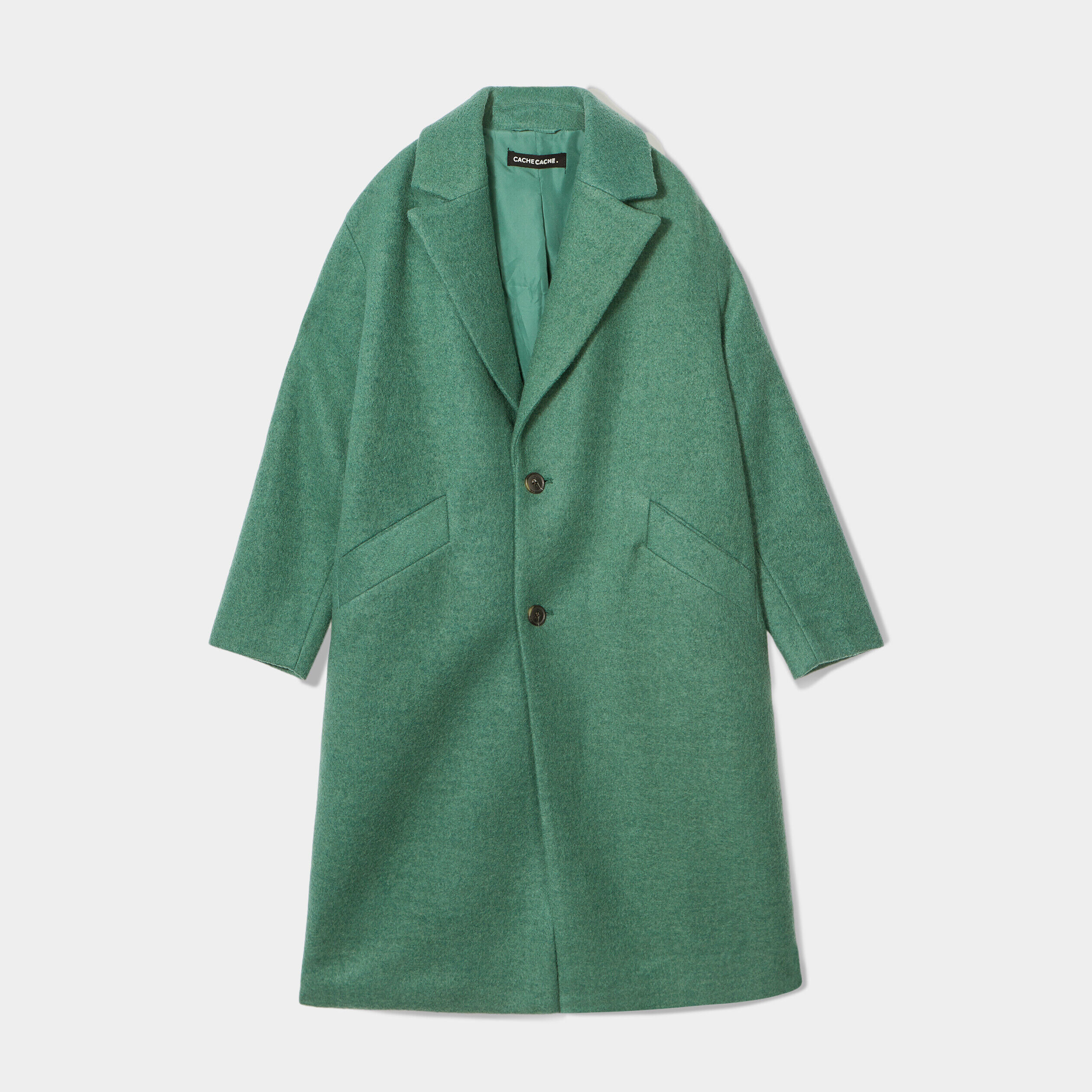 Manteau long oversize vert foncé femme | Cache Cache