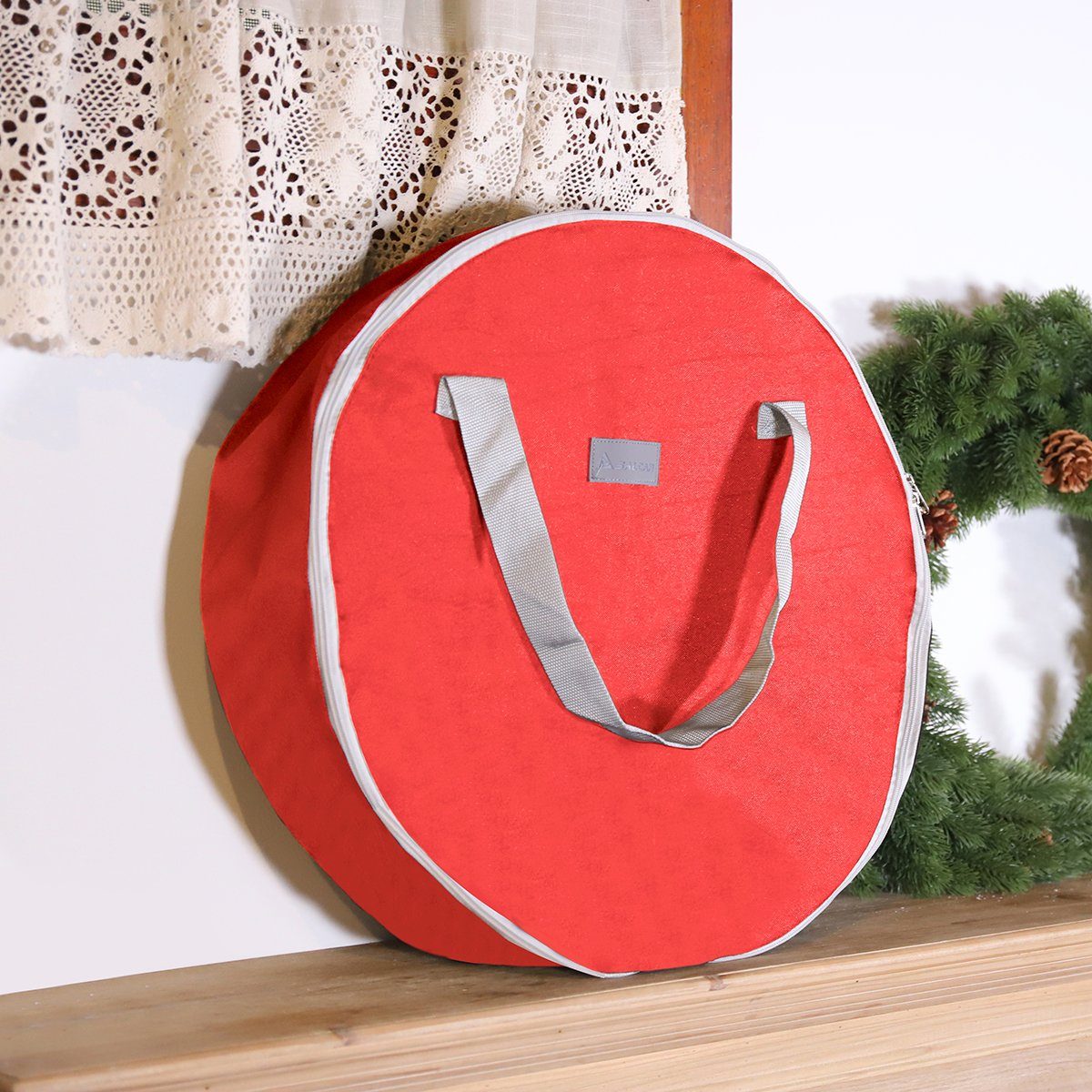 Salcar Aufbewahrungstasche Weihnachtskranz Aufbewahrungstasche 52 cm, Girlande, Weihnachtsschmuck, mit Griffen und Doppelreißverschluss