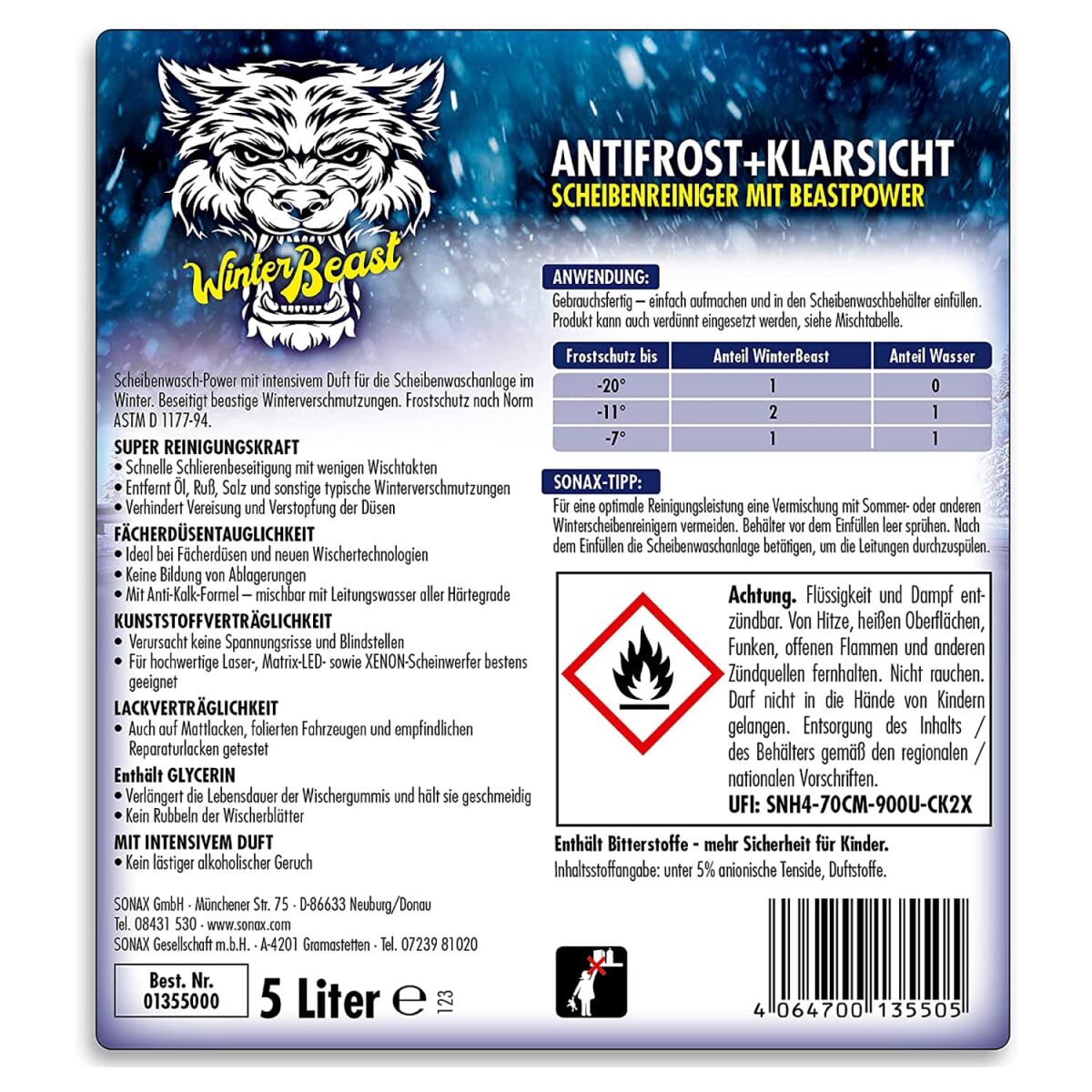 SONAX WinterBeast AntiFrost&KlarSicht bis -20°C 5L