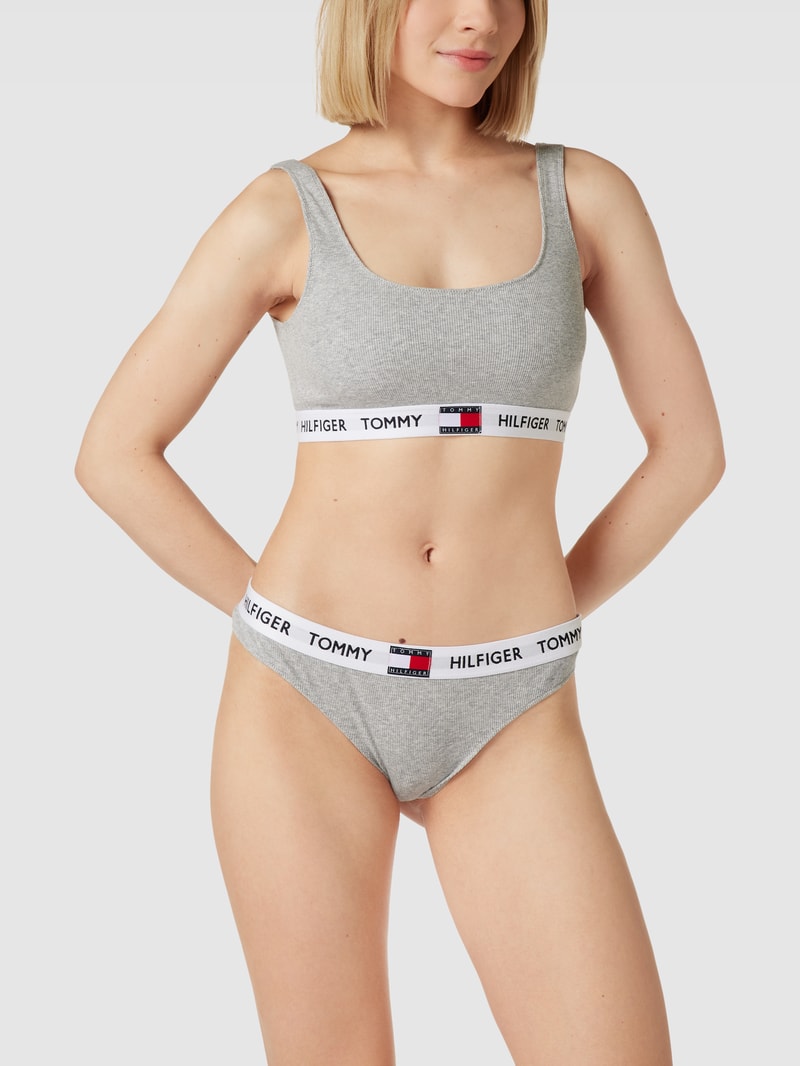 Bralette mit Feinripp in hellgrau meliert