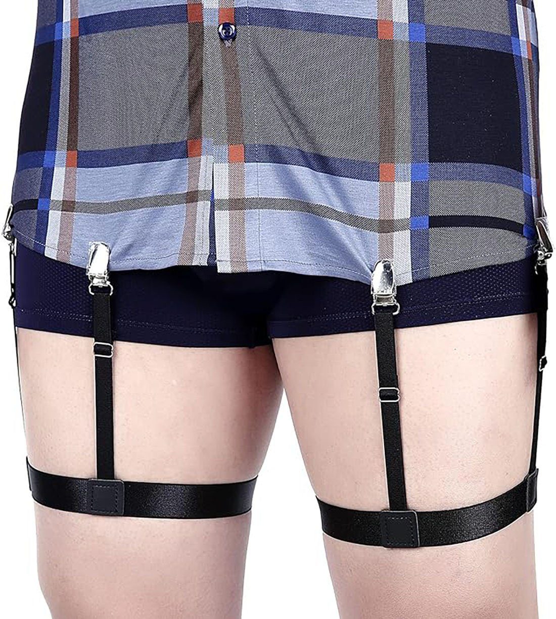 CTGtree Hosenträger Hosenträger Herren Hemdhalter verstellbar elastisch Schwarz