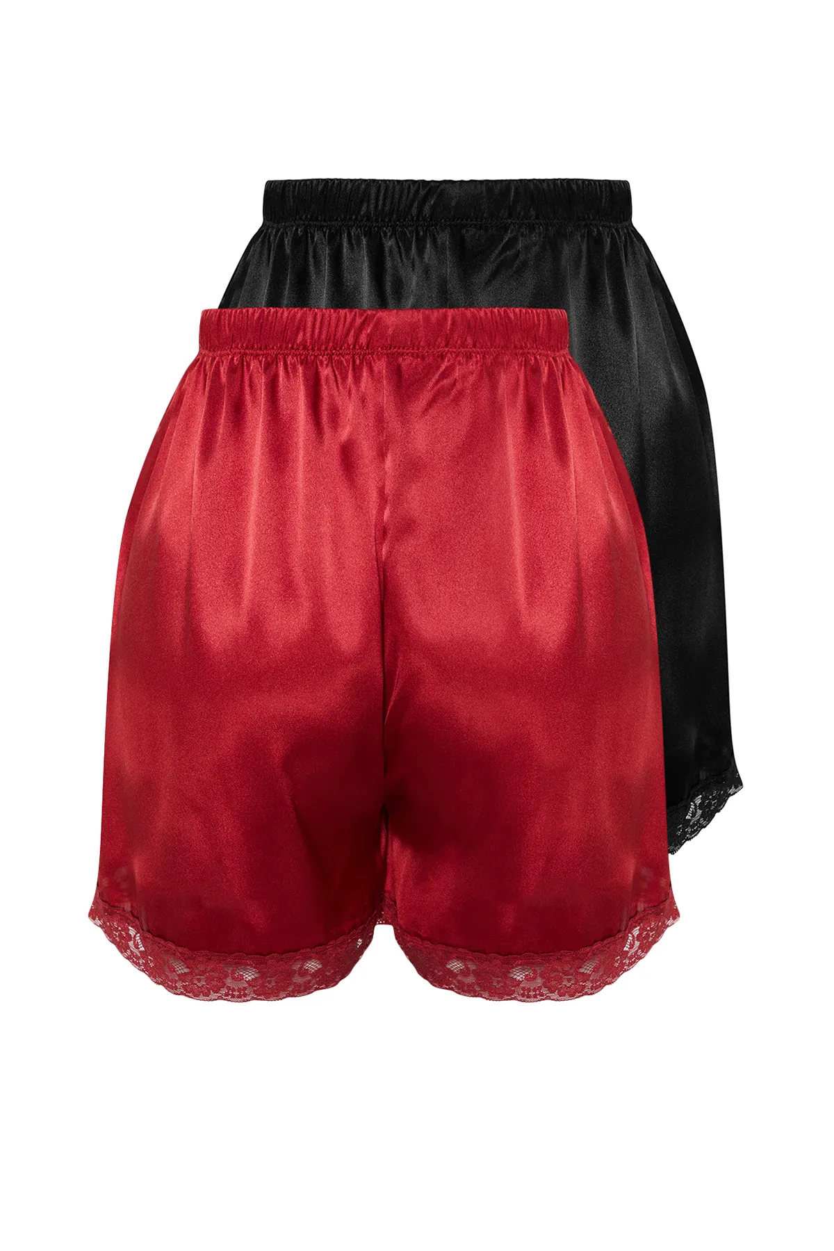 Trendyol Collection  Schwarz-rote Nachtwäsche-Höschen aus Satingewebe mit Spitzendetails im 2er-Pack THMSS24PJ00030
