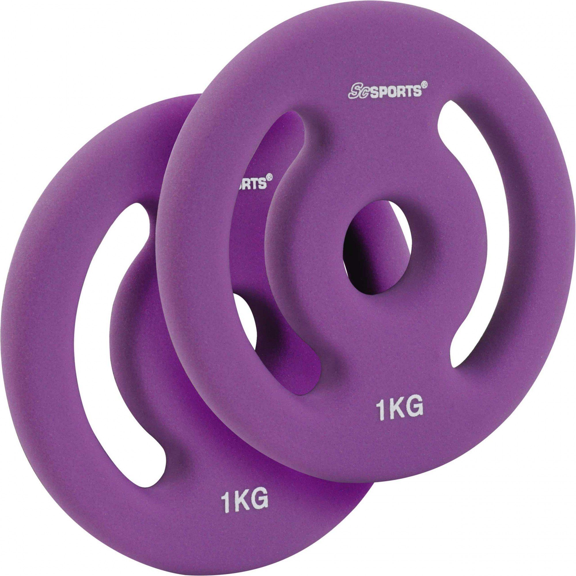 ScSPORTS® Hantelscheiben Set 2x1 2x2 2x3 2x4 2x5kg 30mm Neopren Gewichtsscheiben, 2 kg, (2-tlg)