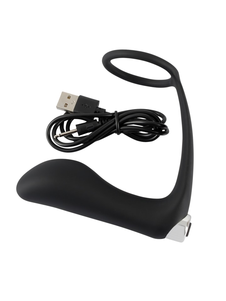 Black Velvets Analplug mit Penisring Vibrating Ring & Plug in schwarz günstig kaufen 10,8 cm