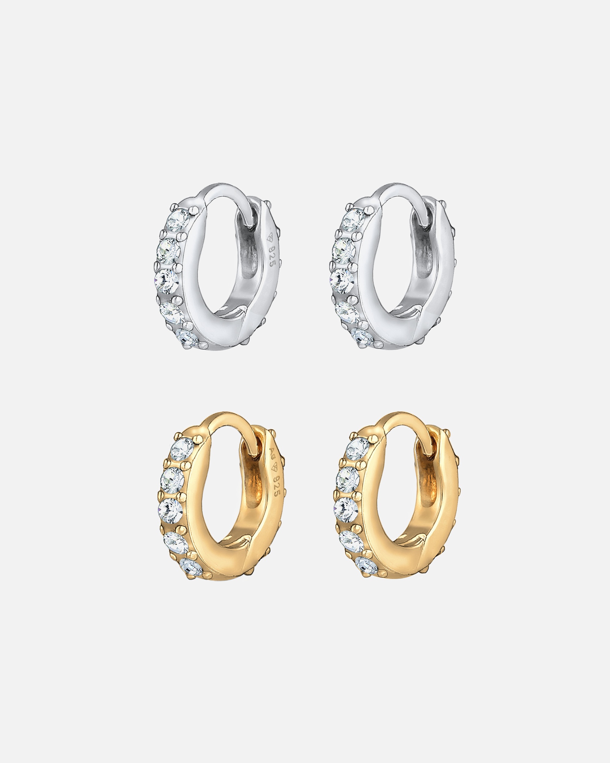 Set di orecchini a cerchio da donna Elli con cristalli in argento sterling 925 e argento placcato oro