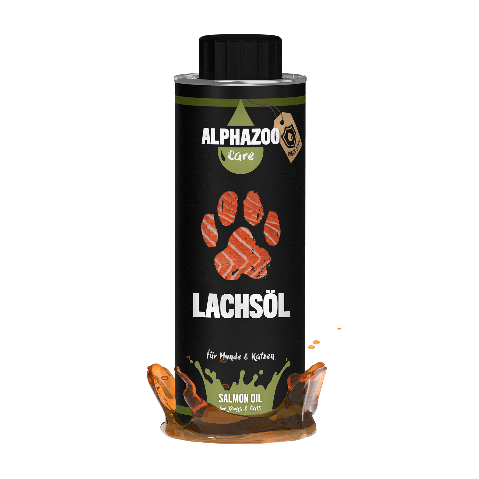 ALPHAZOO Ergänzungsfutter & Aufzucht ALPHAZOO Premium Lachsöl für Hunde & Katzen I Natürliches Omega-3 Fischöl 250 ml