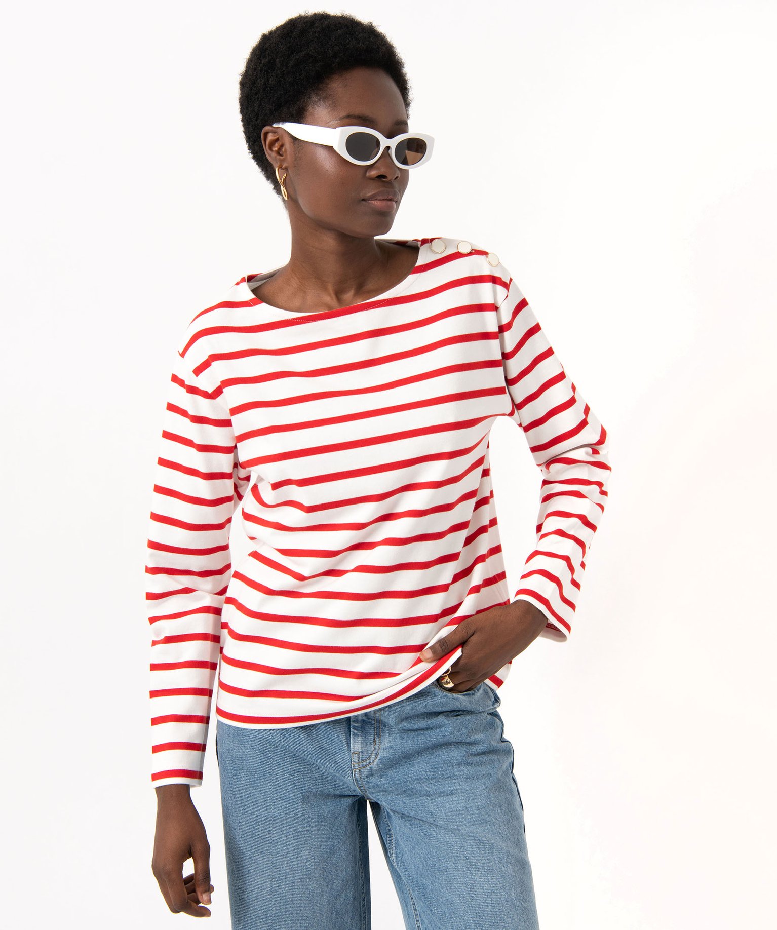 Tee-shirt rayé à manches longues femme raye | GEMO