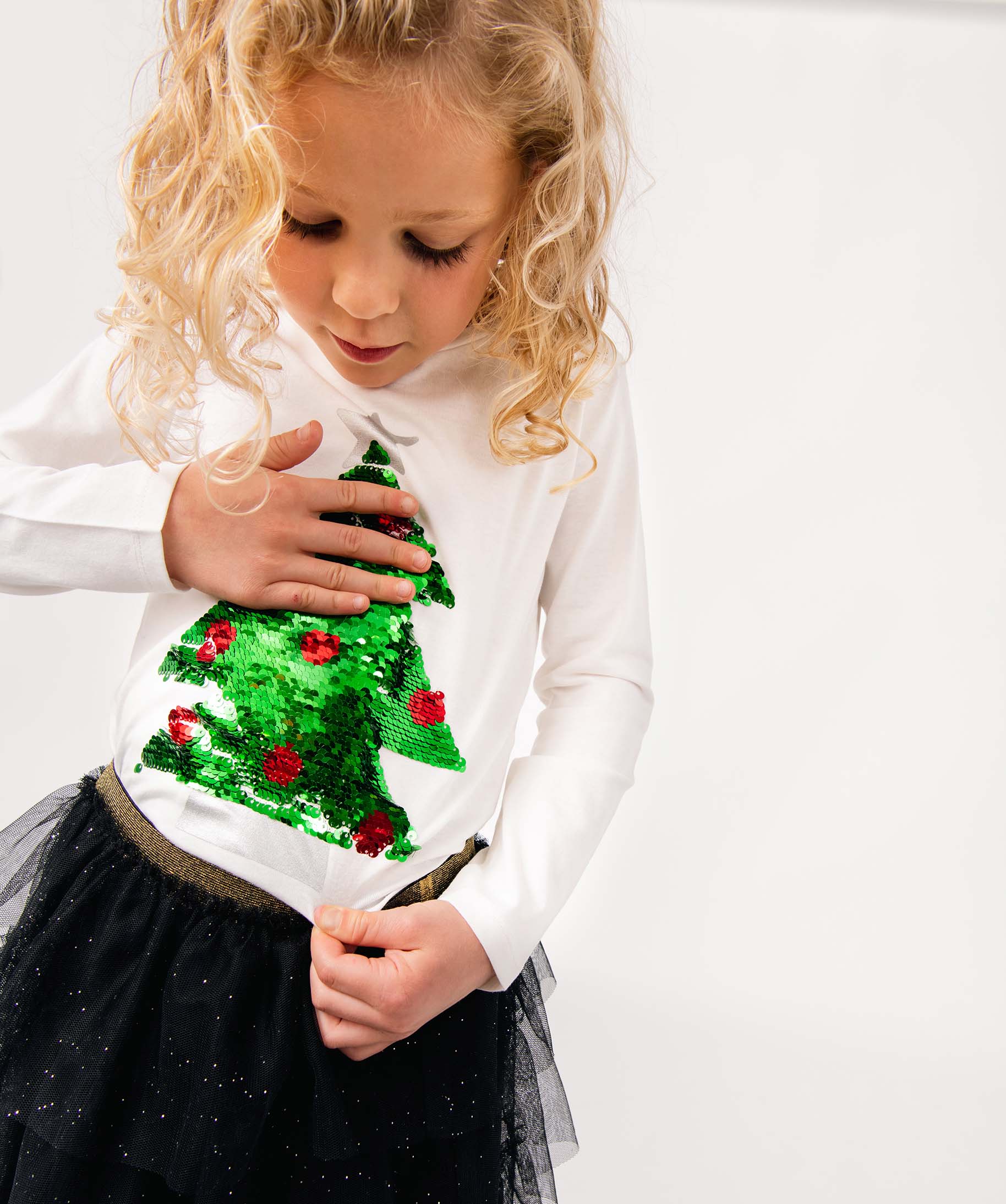 Tee-shirt de Nol fille à manches longues et sequins réve... ecru | GEMO