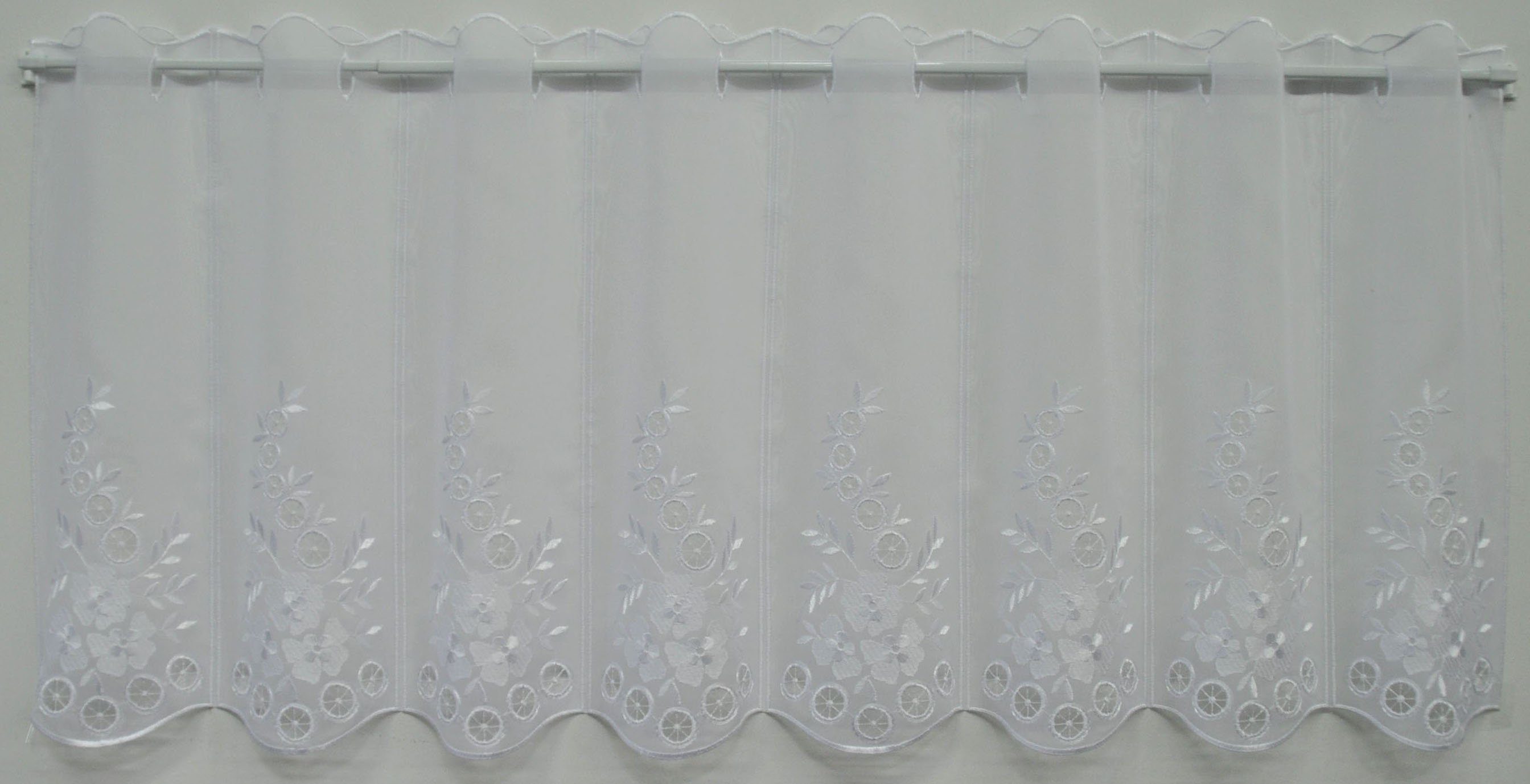 Scheibengardine Kreise, Stickereien Plauen, Stangendurchzug (1 St), halbtransparent, Voile