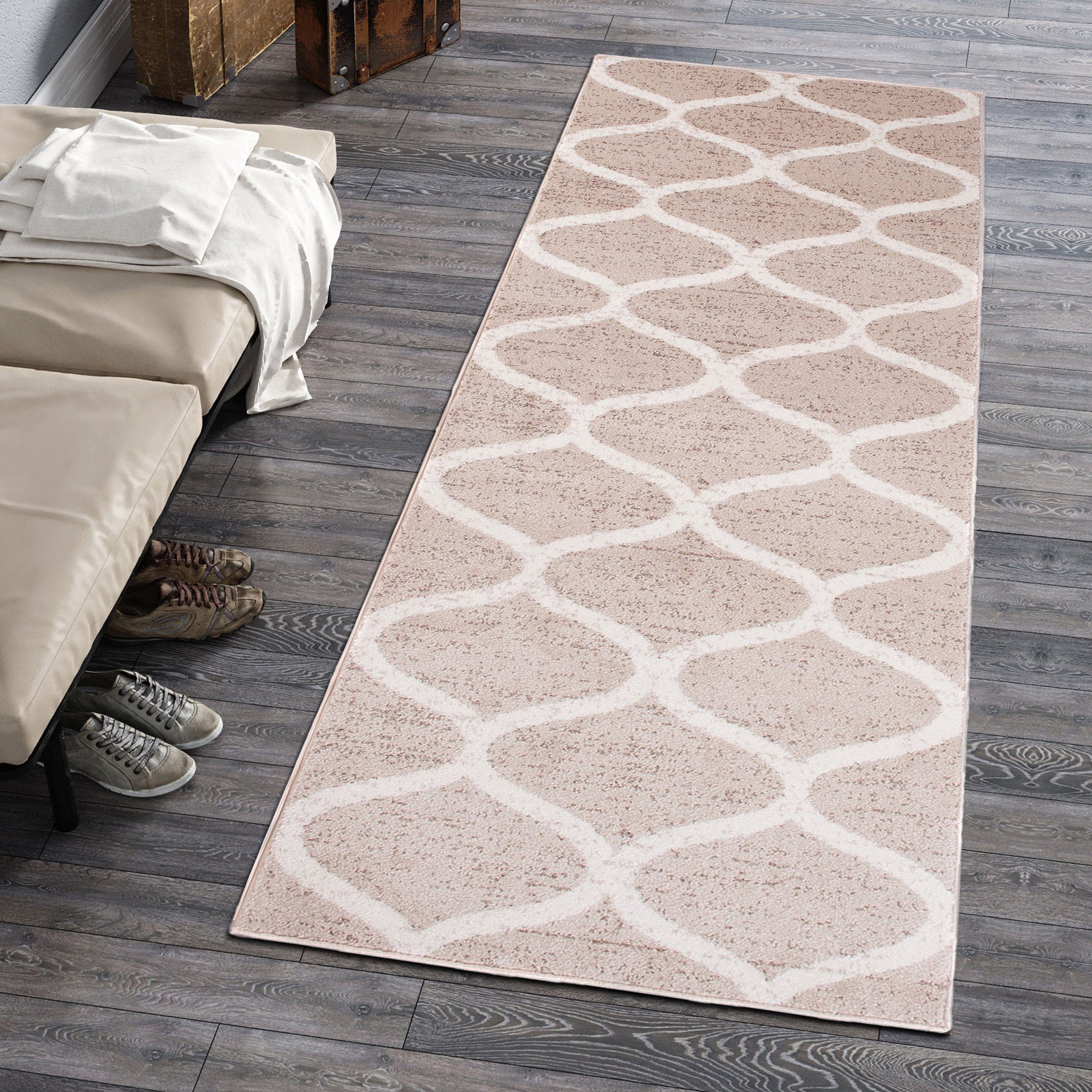 Läufer Läufer Flurläufer Modern für Vorzimmer, Küche - Beige Creme, Mazovia, 70 x 100 cm, Kurzflor, Meterware, Höhe 10 mm, Kurzflor - niedrige Florhöhe